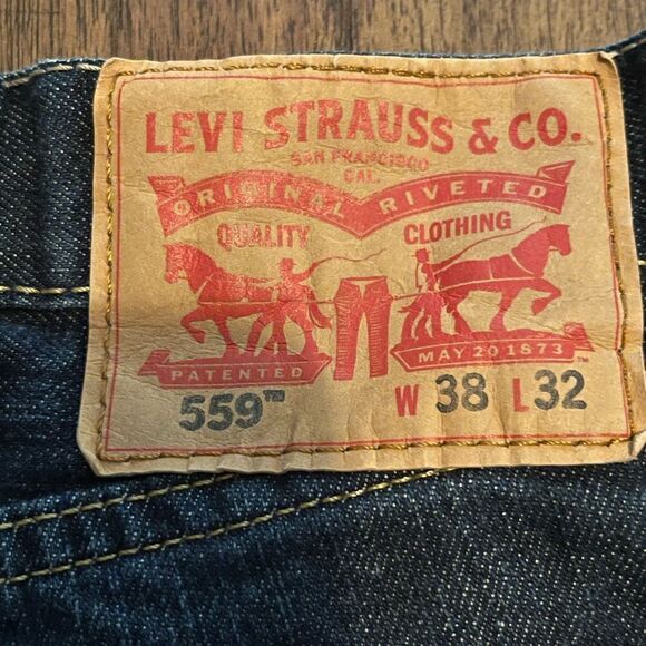 Levis 559 Relaxed Straight Medium Wash Denim Blue Jeans Men’s Size 38 X 32 - Picture 3 of 4
